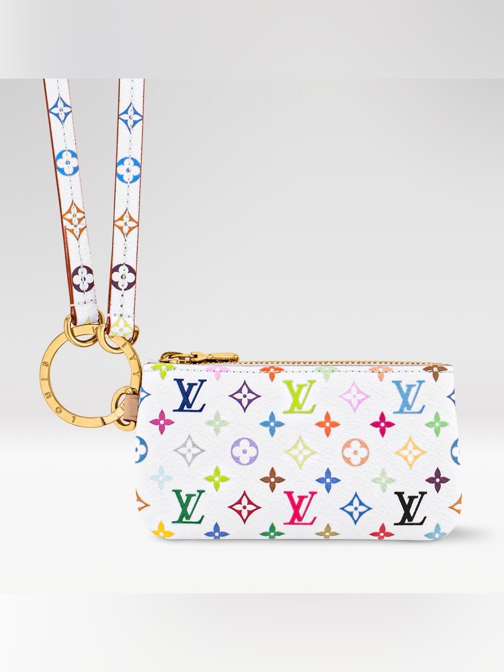LOUIS VUITTON TAKASHI MURAKAMI PHONE HOLDER LVXTM W/CHAIN COIN PURSE & LANYARD